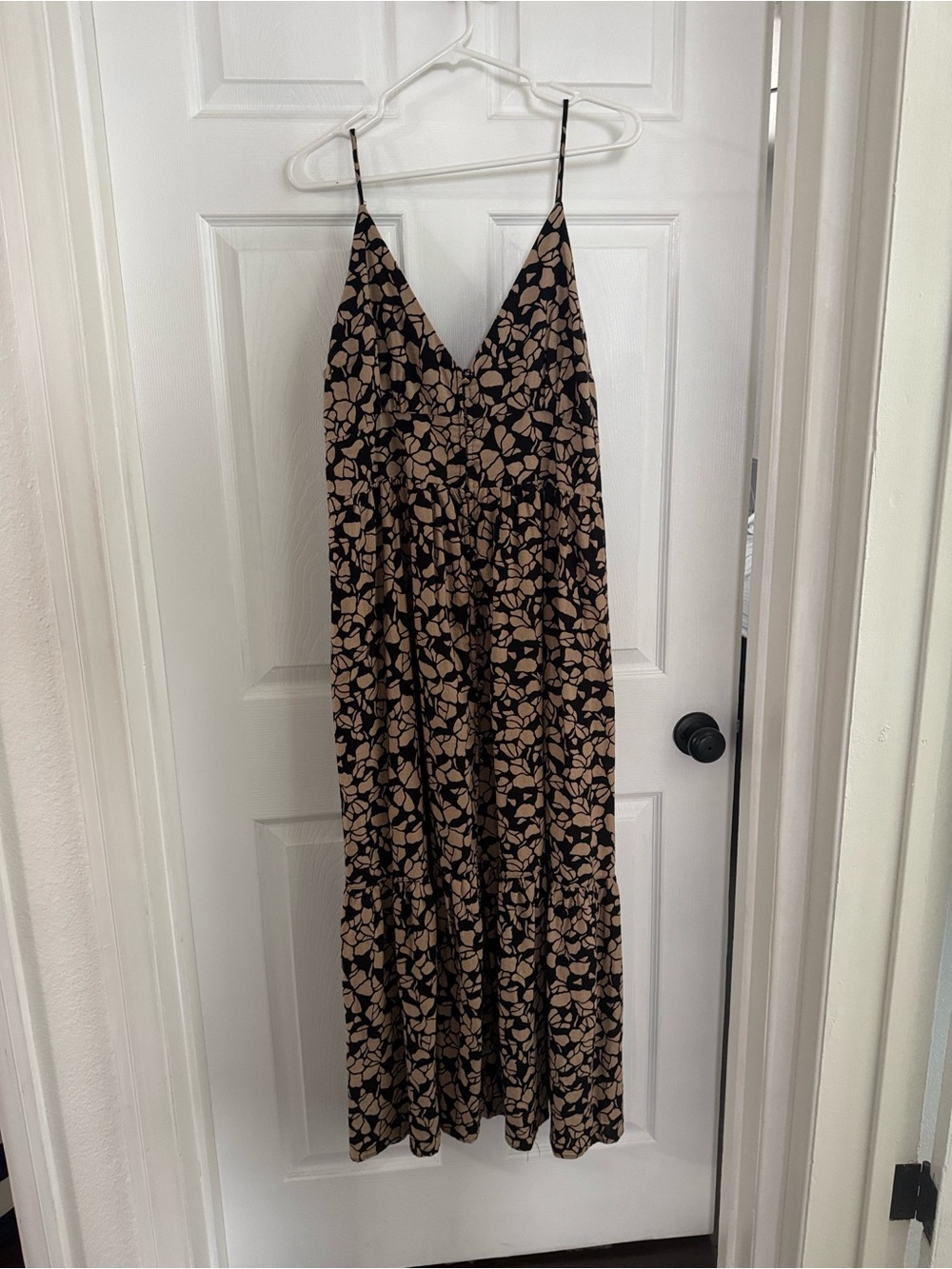 Rachel Zoe Black Maxi Dress with Tan Floral Print